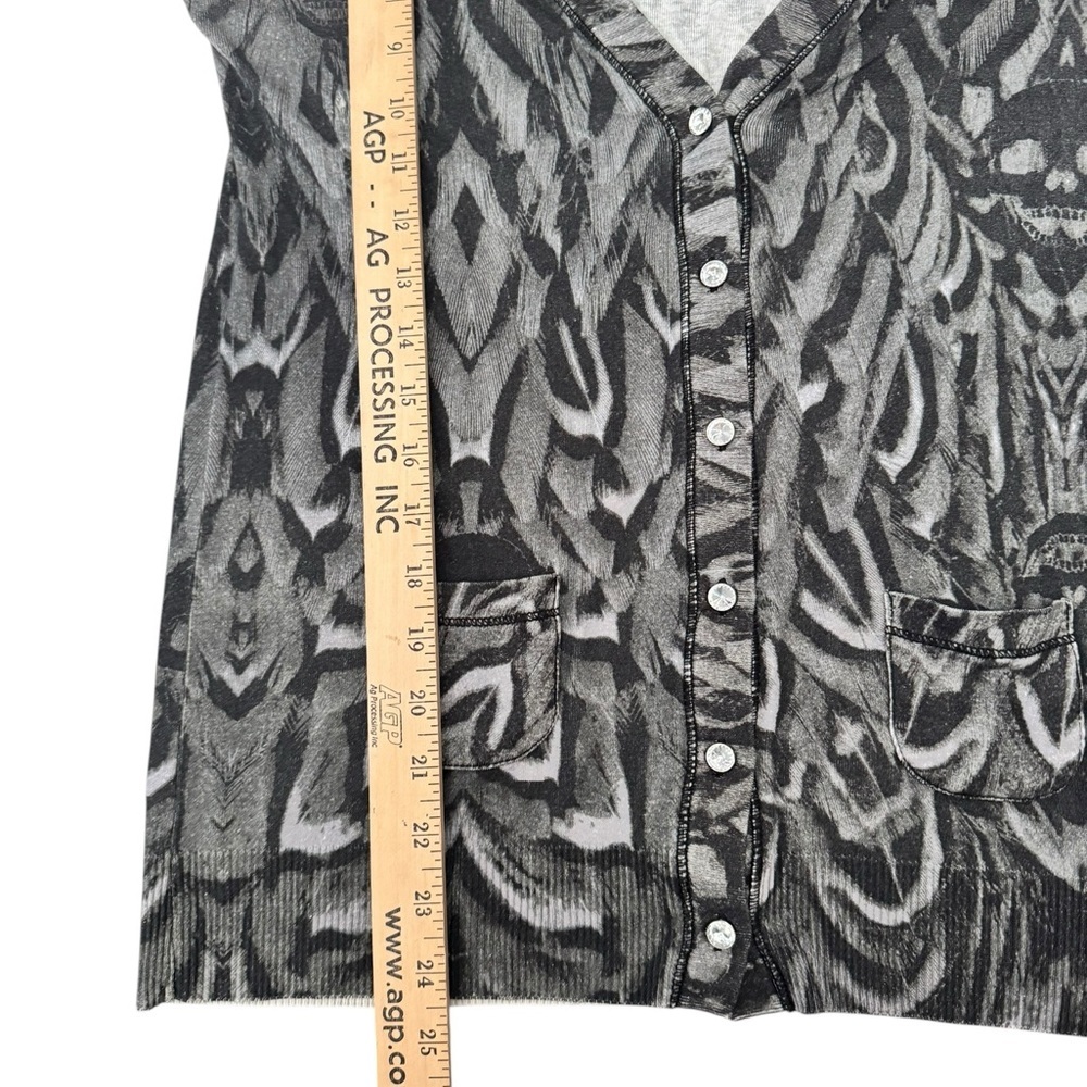 Philipp Plein Couture Skull Print Cardigan S Gray Metallic Rhinestone Luxury P11 - Picture 4 of 11